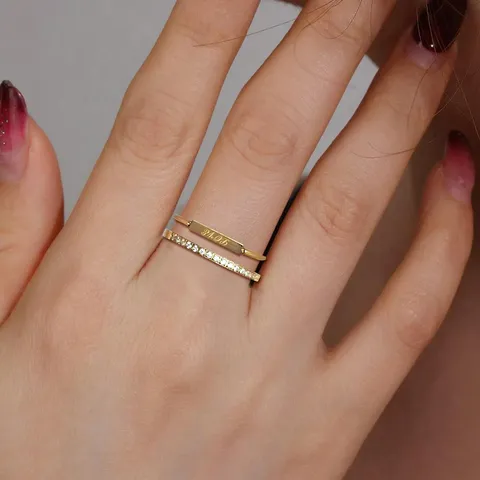 Popular Simple Letters Square Thin Coil Ring Women’s Jewelry Fashion Titanium - view 2