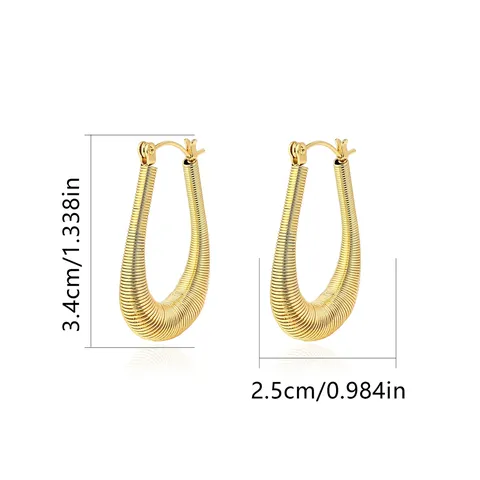 Stainless Steel U-shaped Spring Earrings Europe and the United States Fashion - view 3