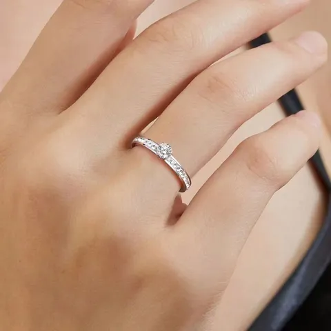 Titanium Steel with Zirconium Ring Engagement Ring Exquisite Simple Versatile Stainless - view 2