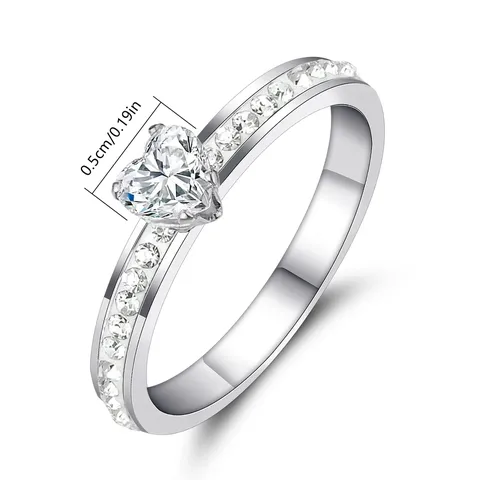 Cubic Zirconia Titanium Steel with Zirconium Ring Engagement Ring Fine Simple Versatile Stainless - view 3