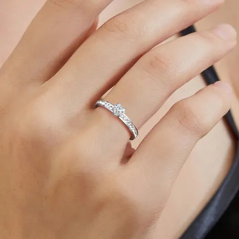 Cubic Zirconia Titanium Steel with Zirconium Ring Engagement Ring Fine Simple Versatile Stainless - view 2