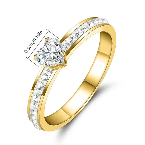 Titanium Steel with Zirconium Ring Engagement Ring Fine Simple Versatile Stainless - view 3