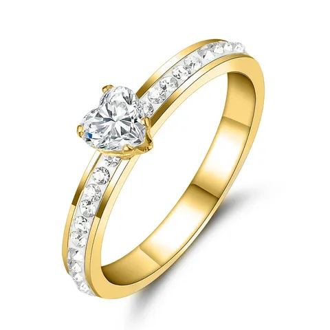 Titanium Steel with Zirconium Ring Engagement Ring Fine Simple Versatile Stainless - Stainless Steel jewelry made by BlueOne Jewelry