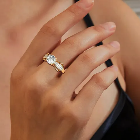 White Copper Sublime Heart Elegant Heart Joyful Single Stone Heart Ring - view 2