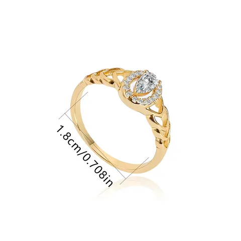 Brass White Copper Sublime Heart Elegant Heart Joyful Single Stone Heart Ring - view 3