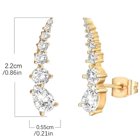 Women’s Jewelry Curved Bar Zirconia European and American Earrings Temperament Match - view 3