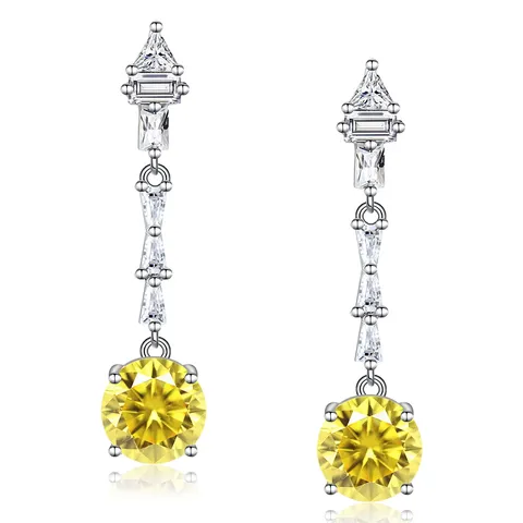 Yellow Diamond Earrings Elegant and Intellectual Women’s Evening Earrings - Plated Brass jewelry made by BlueOne Jewelry