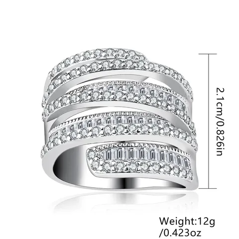 Zircon Winding Copper Inset Zircon Ring Heavy Wind European and American - view 3