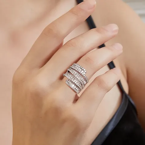 Zircon Winding Copper Inset Zircon Ring Heavy Wind European and American - view 2