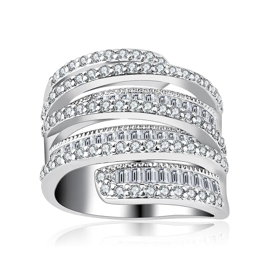 Zircon Winding Copper Inset Zircon Ring Heavy Wind European and American made by BlueOne Jewelry