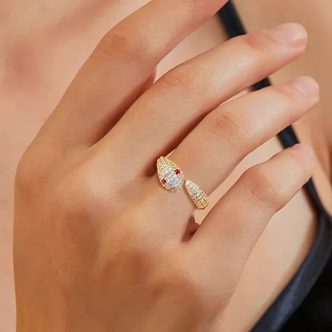 Zirconia-set Multilayered Spirit Snake Ring Female Niche High-class Sense Adjustable Index - view 2