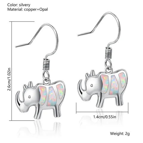 Opal Rhino Earrings Minimalist Fashionable Elegant Fashion - view 3