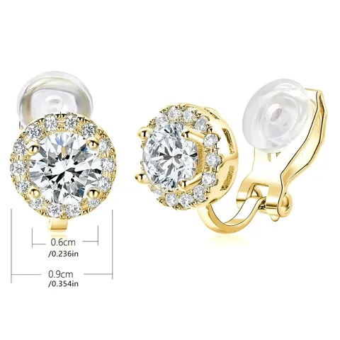 Plated Brass Round Zirconia Ear Clip Female Models Fall and Winter Senior Elegant Ear Cuffs - view 3