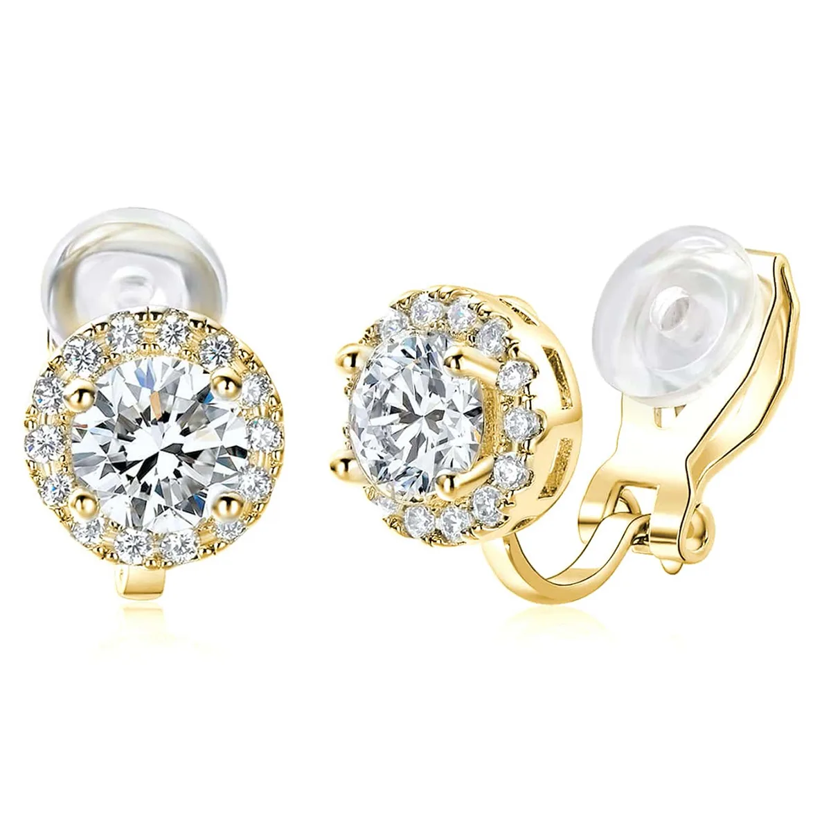 Plated Brass Round Zirconia Ear Clip Female Models Fall and Winter Senior Elegant Ear Cuffs made by BlueOne Jewelry
