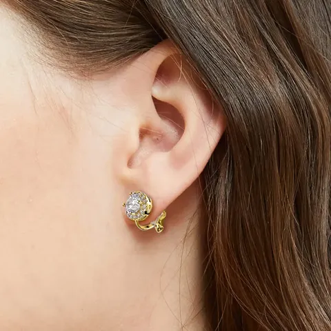 Plated Brass Round Zirconia Ear Clip Female Models Fall and Winter Senior Elegant Ear Cuffs - view 2