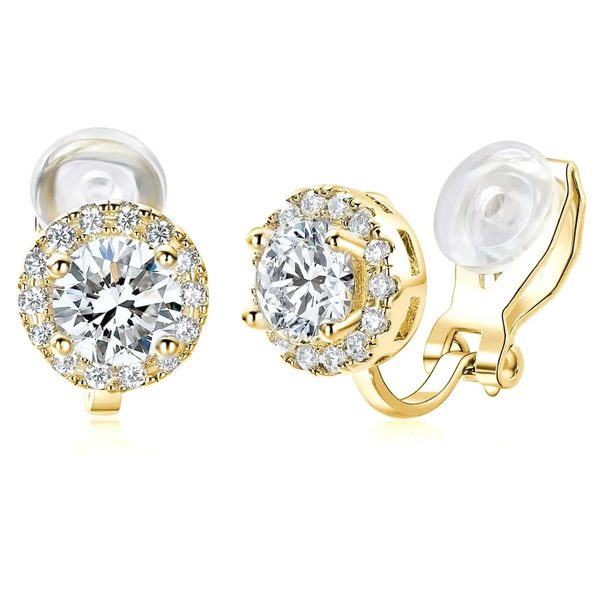Round Zirconia Ear Clip Female Models Fall and Winter Senior Elegant Ear Cuffs made by BlueOne Jewelry