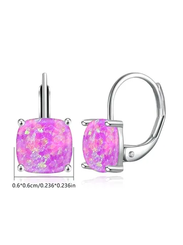 Europe and the United States Popular Square Opal Earrings Female Temperament - view 3