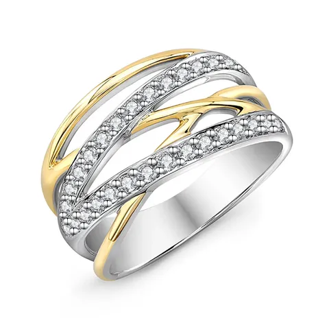 Source Eco-friendly Material Two-color Exquisite Line Winding Design Ring - Plated Brass jewelry made by BlueOne Jewelry
