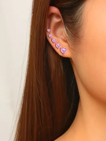 Sourcing Cubic Zircon Earrings Pink Pierced Earrings Fashion Elegant Ear Bone - view 2