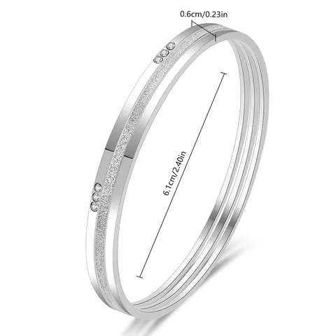 Cubic Zirconia Stainless Steel Bracelet for Women Premium Electroplated Colorfast Circle Bangle Diamond-studded - view 3