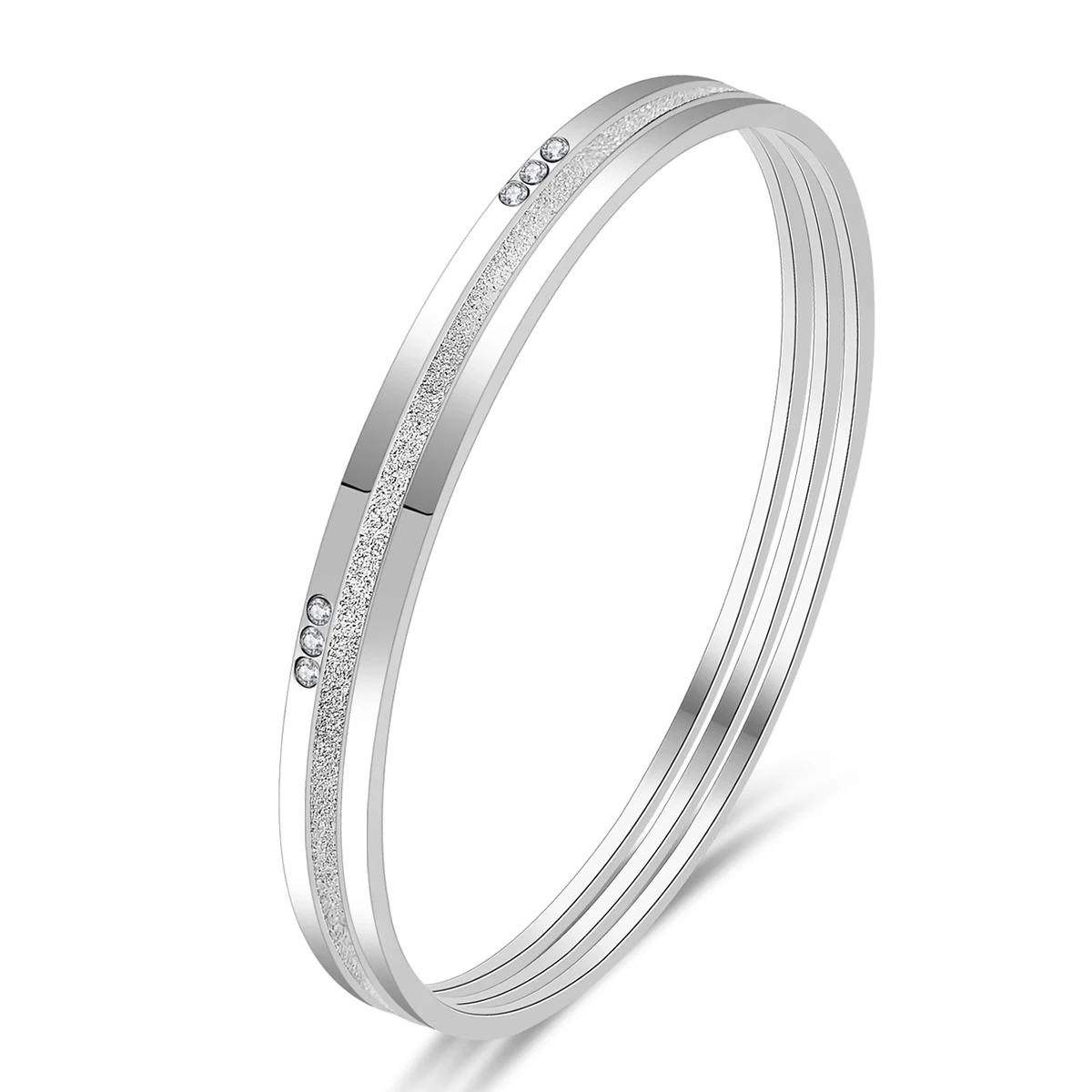 Cubic Zirconia Stainless Steel Bracelet for Women Premium Electroplated Colorfast Circle Bangle Diamond-studded made by BlueOne Jewelry