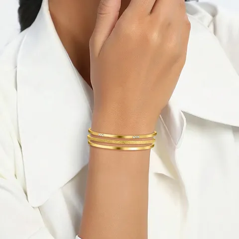 Stainless Steel Bracelet for Women Premium Electroplated Colorfast Circle Bangle Diamond-studded - view 2