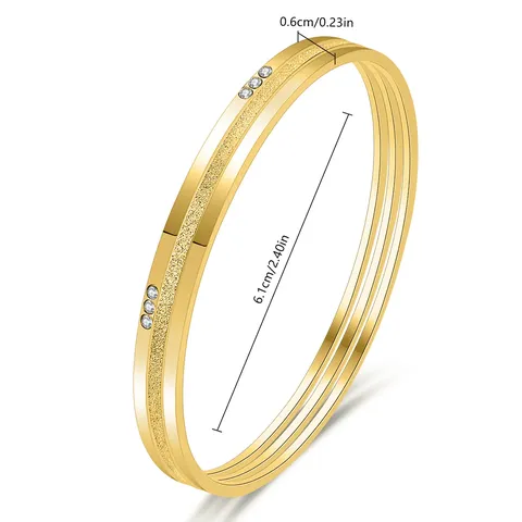 Stainless Steel Bracelet for Women Premium Electroplated Colorfast Circle Bangle Diamond-studded - view 3
