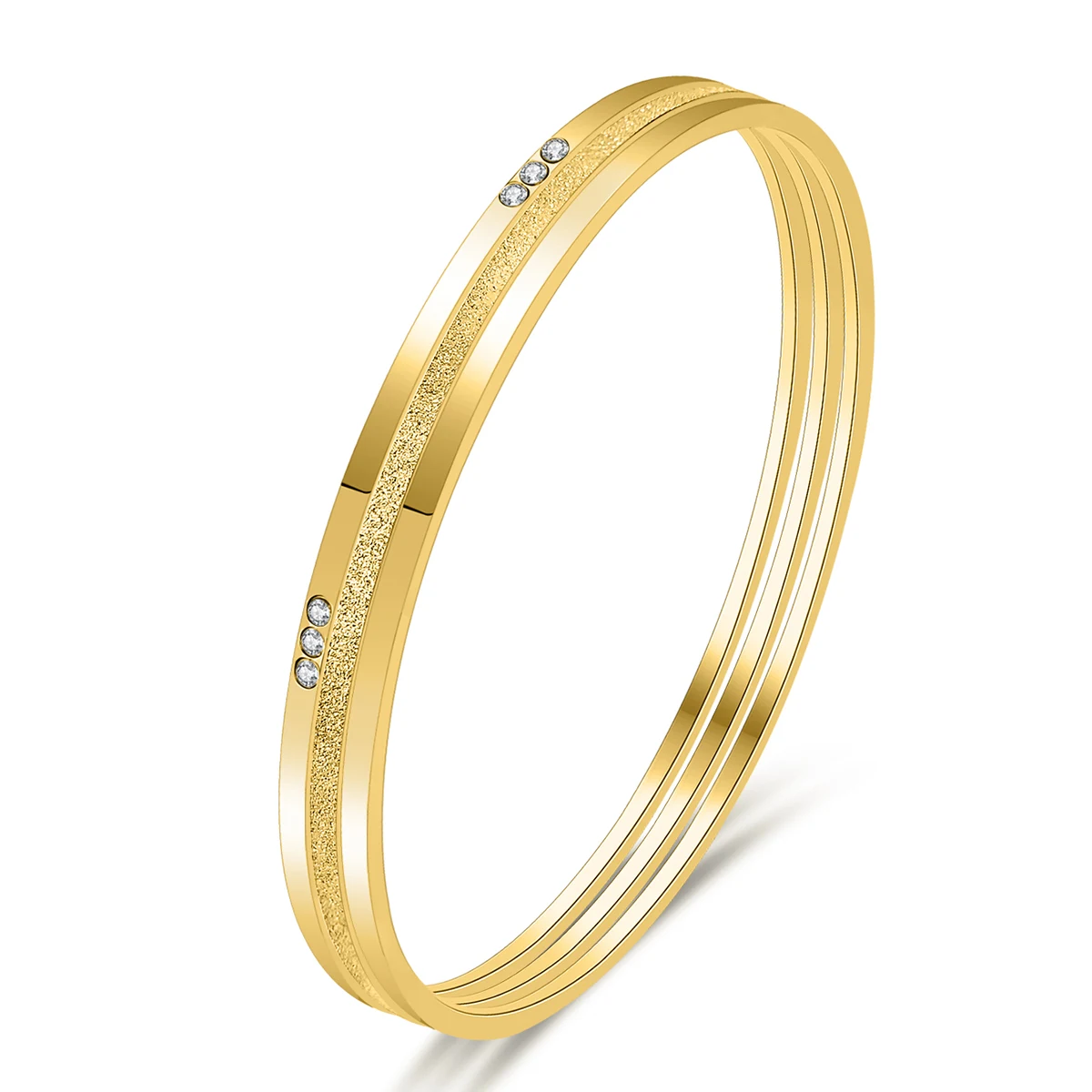 Stainless Steel Bracelet for Women Premium Electroplated Colorfast Circle Bangle Diamond-studded made by BlueOne Jewelry