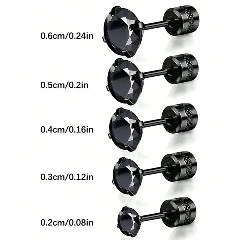 Stainless Steel Double Head Zirconium Four Claws Piercing Earrings Zircon Earrings - view 3