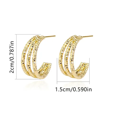Stainless Steel Fashion Versatile Multilayer Earrings Women’s Ins Light Luxury Temperament - view 3