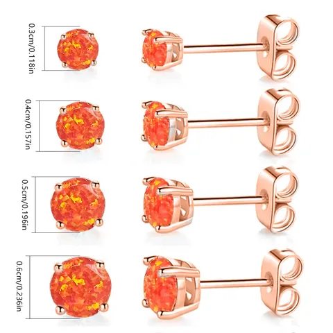 Stainless Steel Opal Stud Earrings 4 Claw Opal Sizzler - view 3