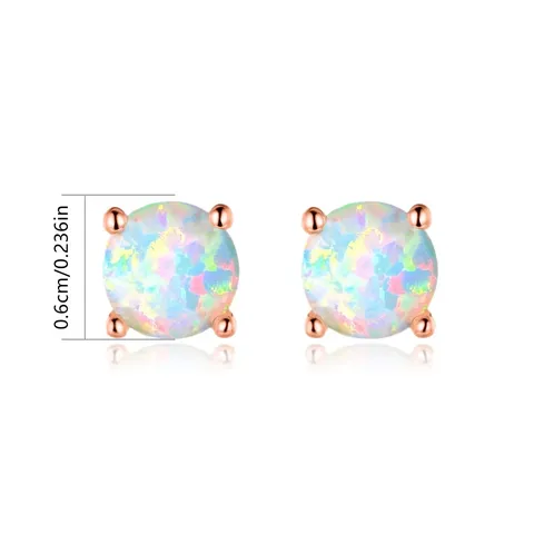 Minimalist Stainless Steel Opal Stud Earrings 4 Claw Opal Sizzler - view 3