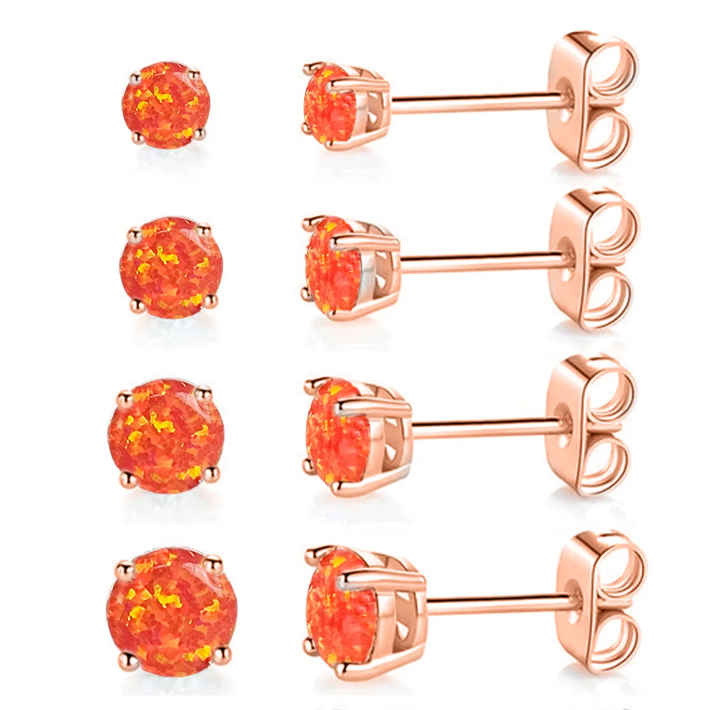 Stainless Steel Opal Stud Earrings 4 Claw Opal Sizzler made by BlueOne Jewelry