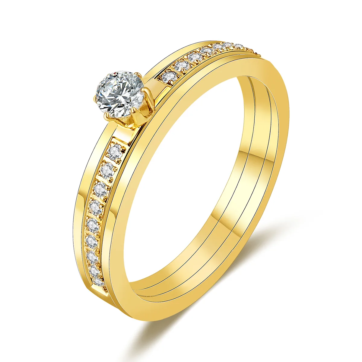 Stainless Steel Ring Light Luxury Premium Feeling Set Diamond Drill Ring made by BlueOne Jewelry