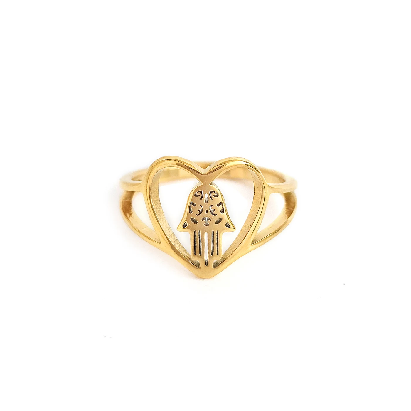 Stainless Steel Jewelry Fashion Couple Laser Cutting Hollow Palm Titanium Steel Ring made by BlueOne Jewelry