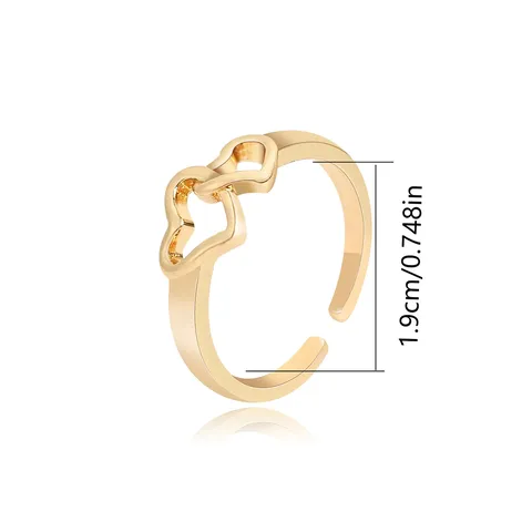 Titanium Steel Ring Simple Geometric Skeleton Heart Ring Heart to Heart - view 3