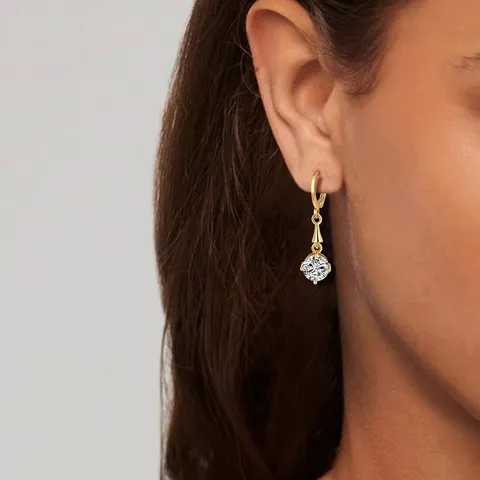 U.s. and Europe Copper Plated Real Gold Zirconia Earrings Fashion Temperament - view 2