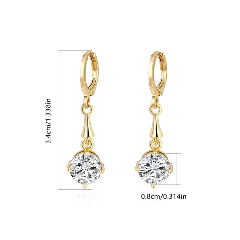 U.s. and Europe Copper Plated Real Gold Zirconia Earrings Fashion Temperament - view 3