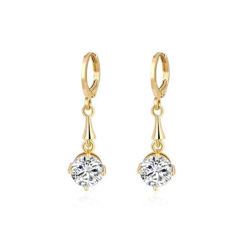 U.s. and Europe Copper Plated Real Gold Zirconia Earrings Fashion Temperament - Brass jewelry made by BlueOne Jewelry