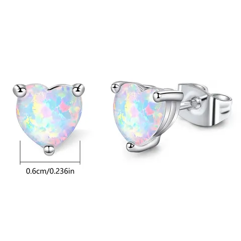 Burst Models Auburn Women’s Earrings Heart-shaped European Platinum Zirconia Compact Earrings - view 3