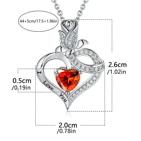 European and American Fashion Rose Women’s Heart-shaped Diamond Pendant Necklace Mother’s - view 3
