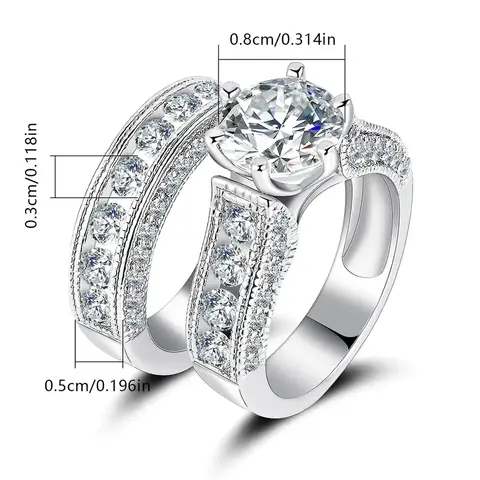 Couple Ring Wedding Ring Wedding Diamond Ring Micro-set Zirconia Shiny High-grade - view 3