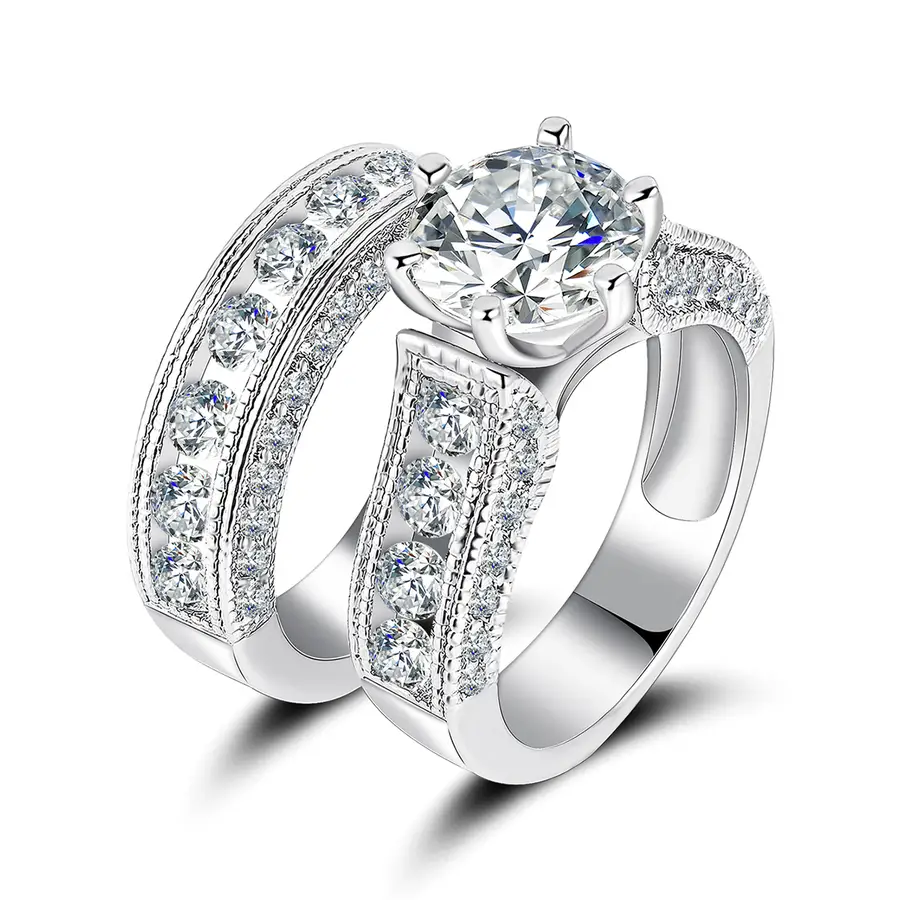 Couple Ring Wedding Ring Wedding Diamond Ring Micro-set Zirconia Shiny High-grade made by BlueOne Jewelry