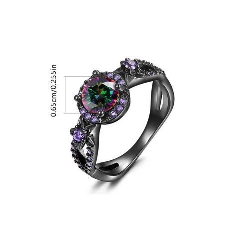 Jewelry Fashion Black Color Zirconia Diamond Ring European and American Fashion - view 3