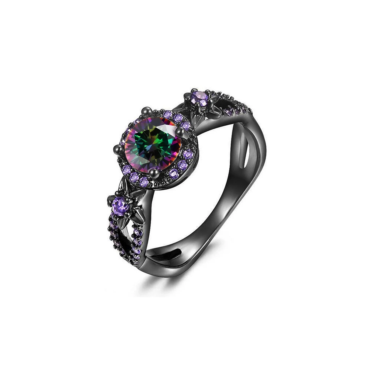 Jewelry Fashion Black Color Zirconia Diamond Ring European and American Fashion made by BlueOne Jewelry