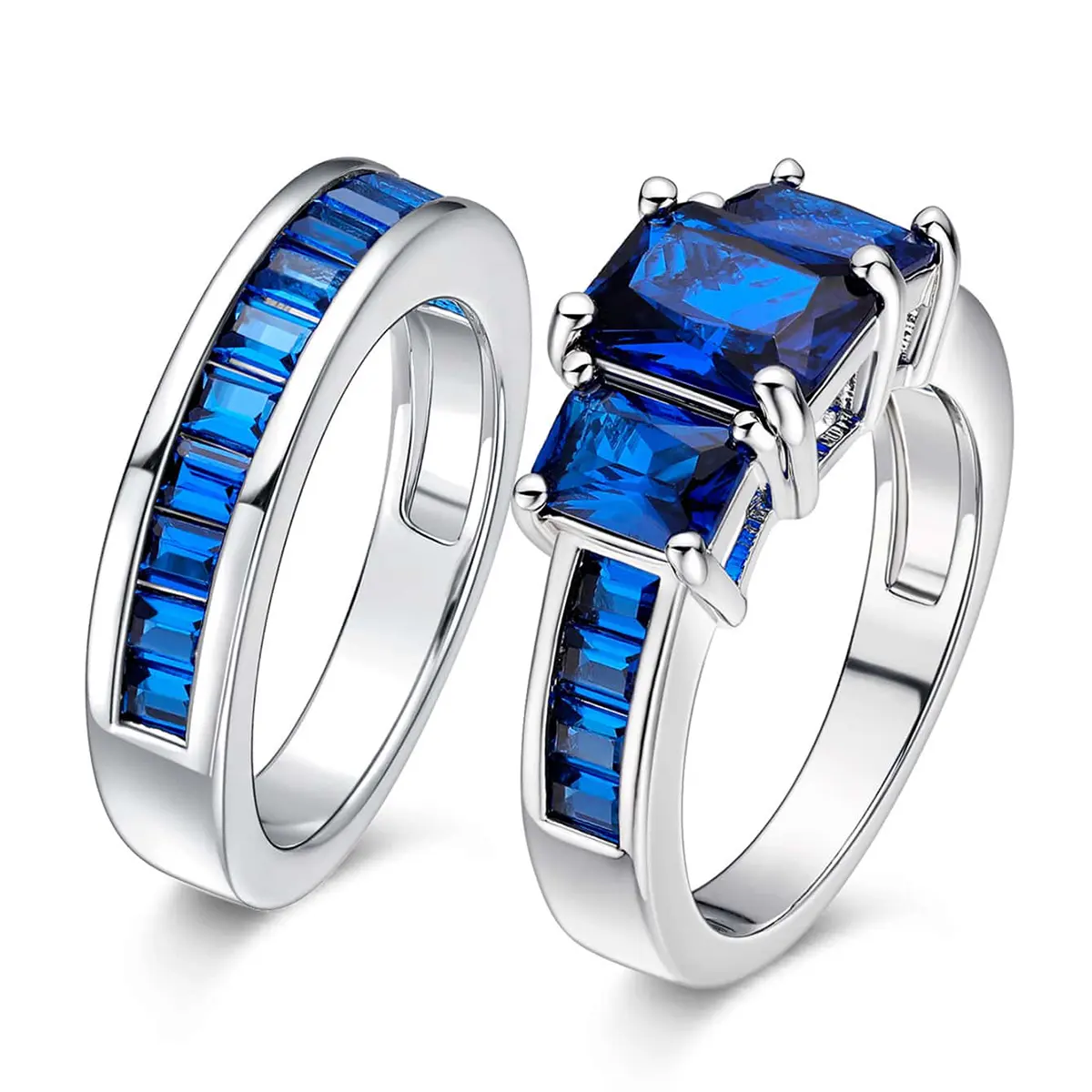 Pop-up Ring Wedding Treasure Blue Zirconia Set Ring Jewelry Set Diamond made by BlueOne Jewelry