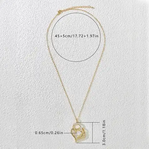 Wishes Fashion Europe and the United States Women’s Double Heart Inlaid Pendant Necklace - view 3