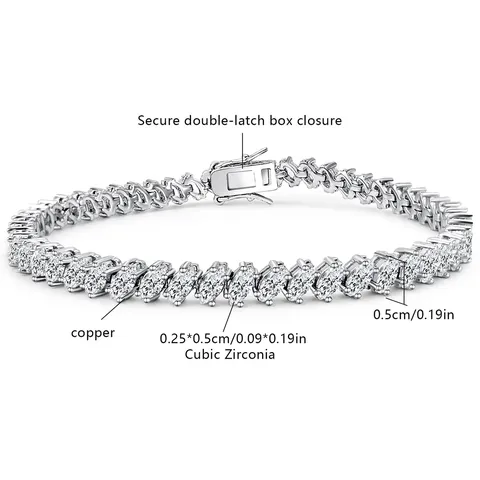 Zircon Bracelet Instagram Niche Design Silver Single-row Tennis Chain for Girls - view 3