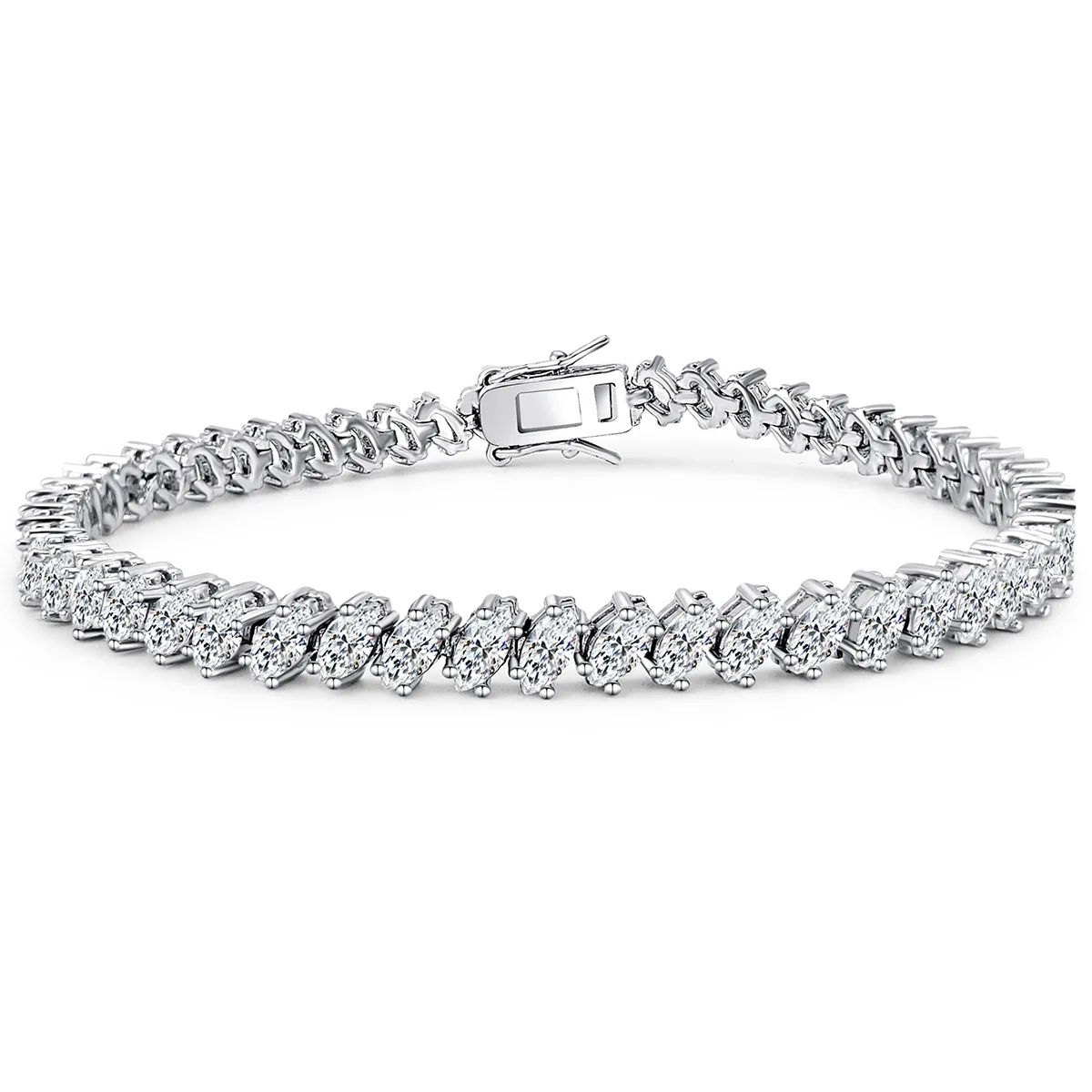 Zircon Bracelet Instagram Niche Design Silver Single-row Tennis Chain for Girls made by BlueOne Jewelry