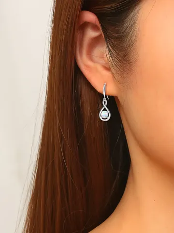 Plated Brass Cross Earrings Opal Earrings Fashion Atmosphere Long Section Jewelry Earrings - view 2